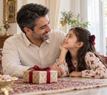 پدر و دختر ایرانی در لحظه‌ای صمیمانه به مناسبت روز دختر