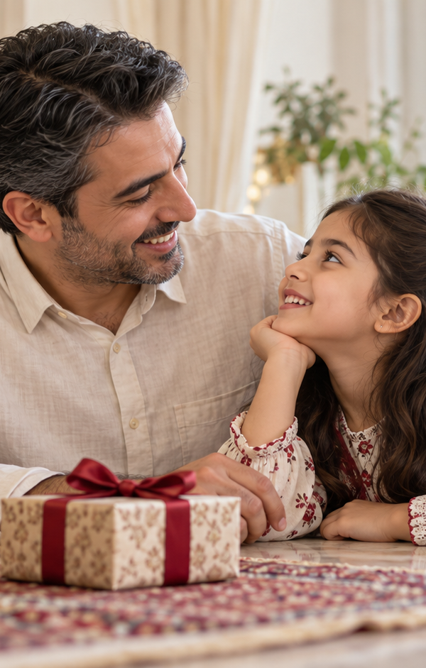 پدر و دختر ایرانی در لحظه‌ای صمیمانه به مناسبت روز دختر